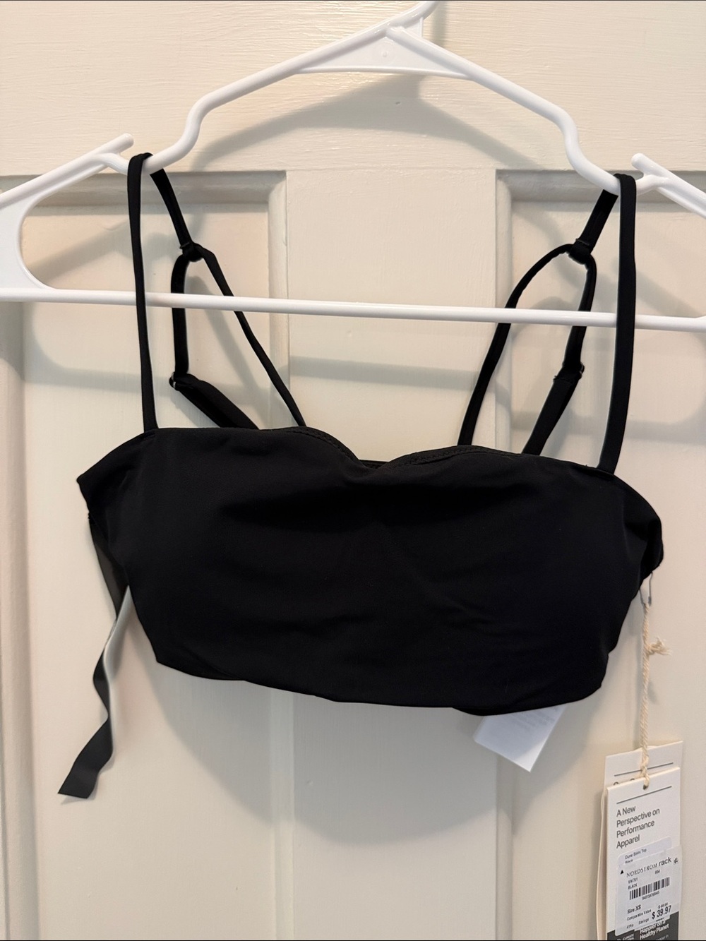 NWT Vuori Black Bandeau Bikini Top with Adjustable Straps and bottoms